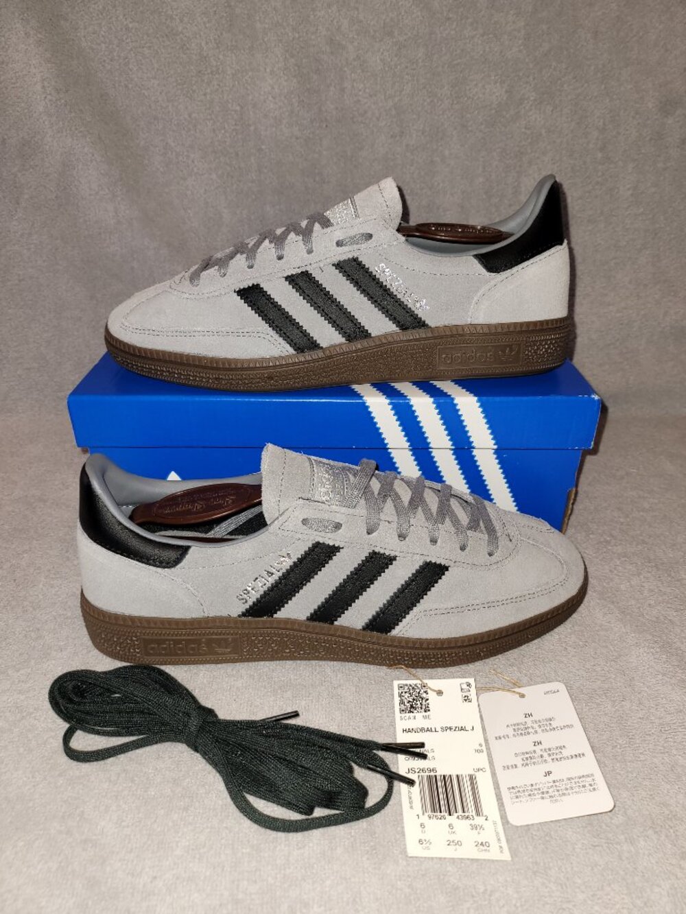 Adidas Originals Handball Spezial Black Grey Brown Gum JS2696 Big Kids Size 6.5